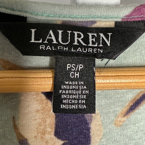 Lauren Ralph Lauren Black Label Shirt PS Women's Floral V Neck Tie Neck Blouse - Picture 3 of 9
